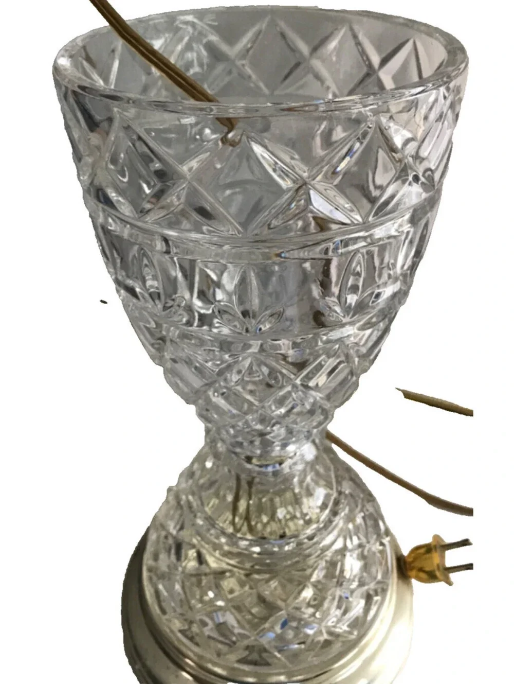 Vintage 3 piece Crystal Lamp Hand Cut Tiffany Style Create your own Base